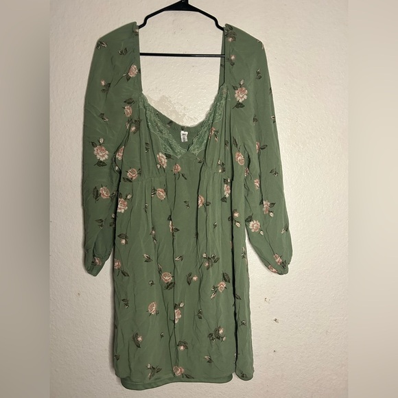 BP Lace Trim Long Sleeve Babydoll MIDI Dress 1X Floral Boho Fairy Y2K Romantic - Picture 11 of 12